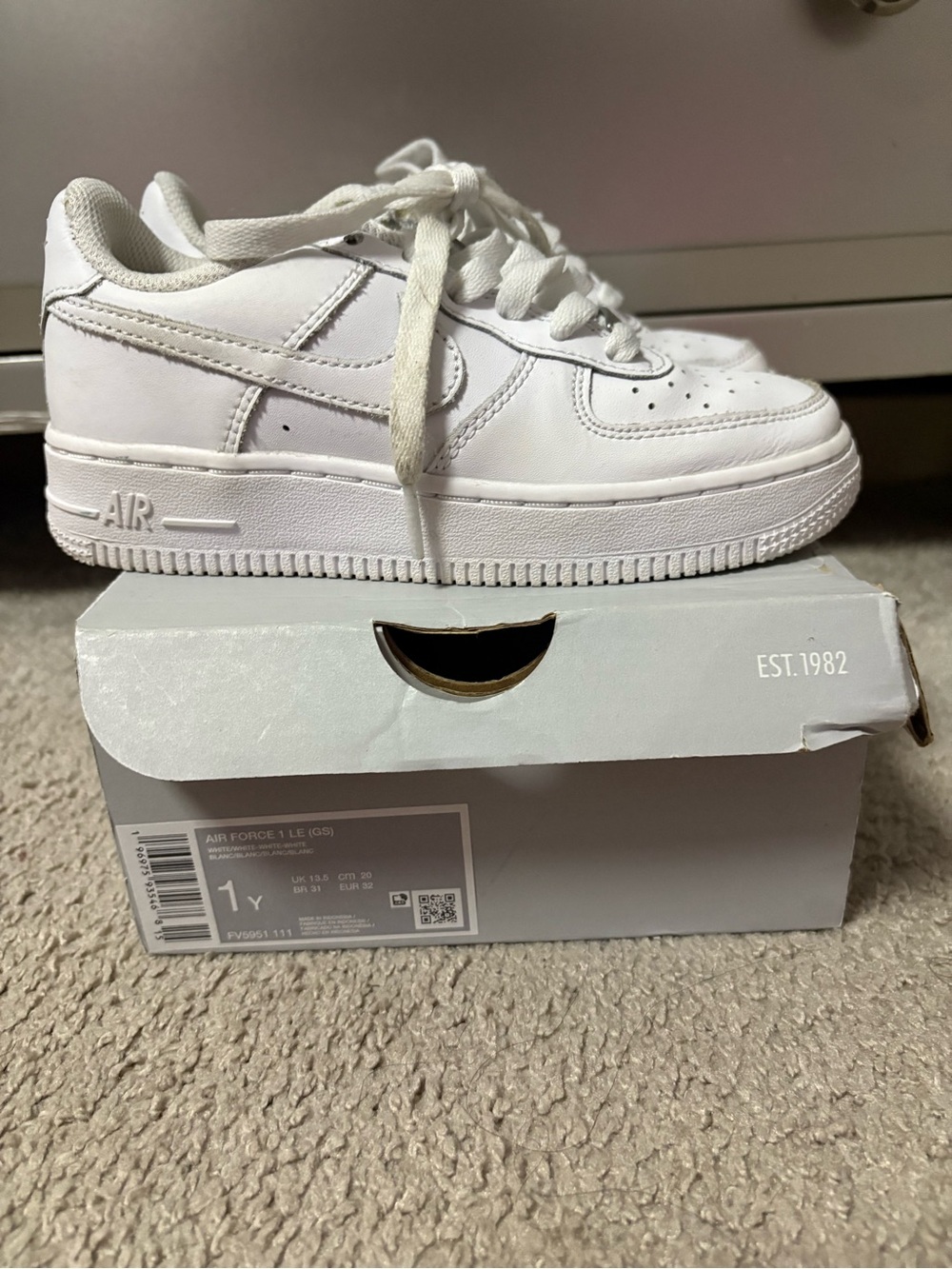 Nike All-White Low Top Leather Sneakers